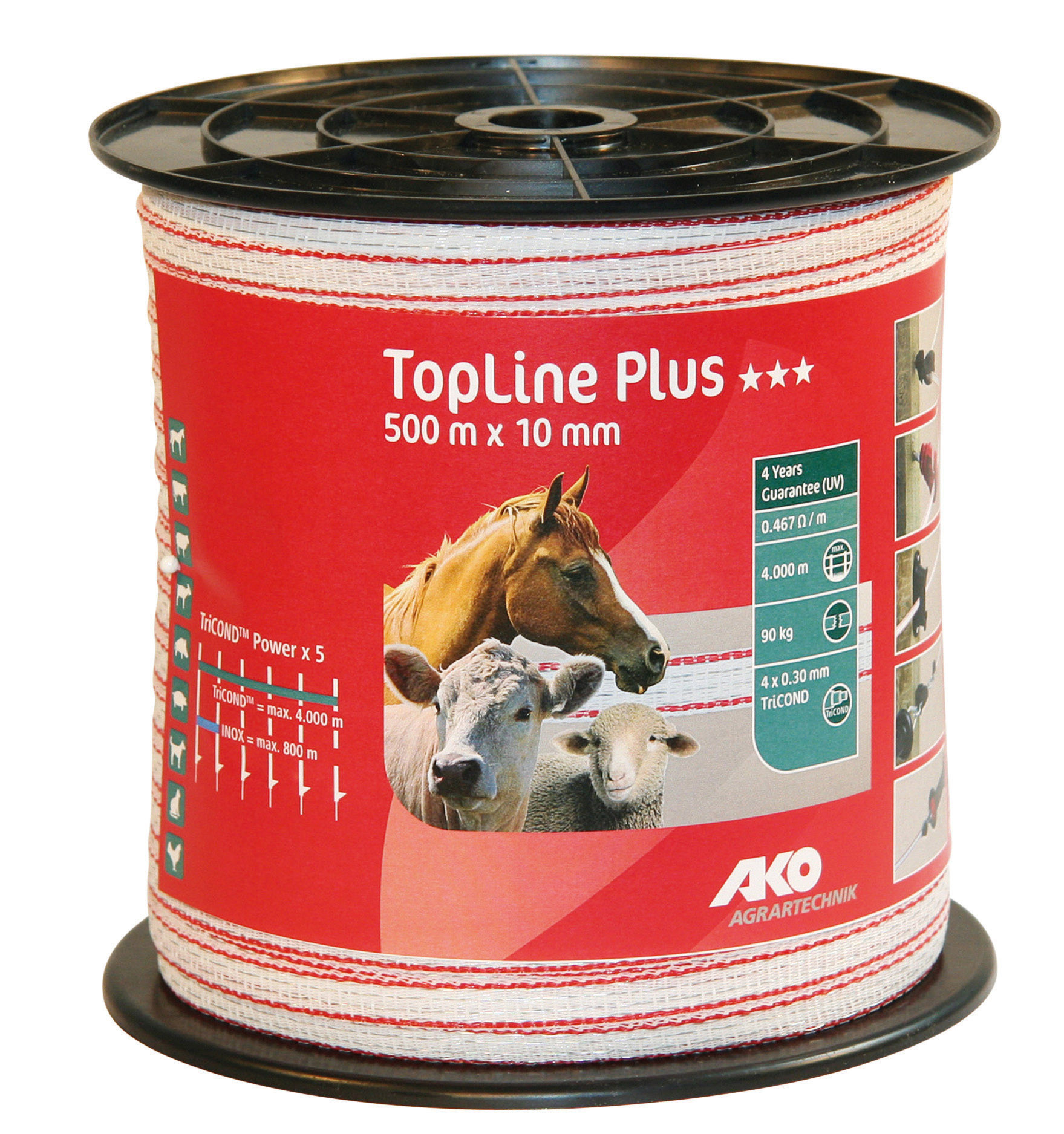 Weidezaunband TopLine Plus weiß/rot 500 m x 10 mm